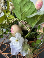 Easter Eggs & Faux Florals in Grapevine Hat Basket