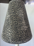 White Metal Buffet Lamp with Cheetah Print Shade (WORKS)