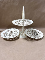 3 Tier Folding Metal Server Tray Scalloped Metal