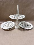 3 Tier Folding Metal Server Tray Scalloped Metal