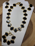 Gold/Black Necklace, Earrings & Bracelet Set