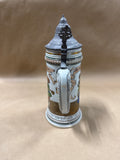 (B) German Beer Stein With Pewter Lid