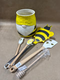 Gnome Beehive Kitchen Crock With Bee Utensils
