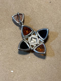 Sterling Pendant with Amber Stones