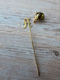 Pair of Gold Tone Pins: “A” Stick Pin & Cherub