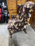 Purple Floral Wing Back Chair