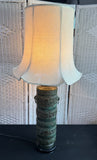 James Mont Style Embossed Patinaed Metal Urn Vintage Table Lamp (WORKS)