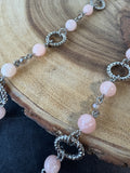 Talbots Long Pink Beaded Silver Tone Necklace