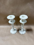Pair Of Heavy French Chic Candle Stick Holders With Two Unused Candles