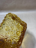L.E. SMITH  Hexagon Daisy And Button Amber Bowl Dish Candy Dish // 2 Available // PRICED INDIVIDUALLY