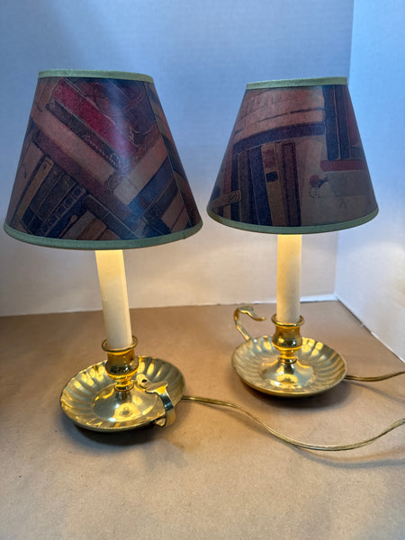 Pair Of Small Table Lamps With Book Lampshades WORKS