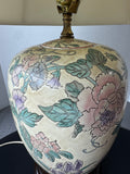 Asian Inspired Pink & Purple Floral Ginger Jar Lamp (WORKS)