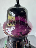 Empoli Amethyst Italian Vintage Blown Glass Lidded Wine Dispenser in Metal Stand AS IS (READ DESCRIPTION CAREFULLY)
