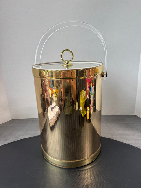 Shelton Ware by Towle Retro Gold Lidded Ice Bucket with Wine Bottle Collar