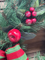 Holiday Wreath with Red & Green Bows