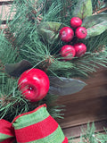 Holiday Wreath with Red & Green Bows