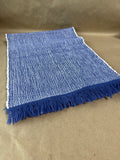 Blue And White Textured Tablecloth Runner With Fringe