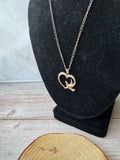 Rose Gold Tone Heart & Dove Pendant Necklace