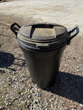 (A) Rubbermaid Roughneck Rolling Lidded Trash Can