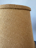 Black Metal Scroll Accent Lamp with Burlap Shade (WORKS)
