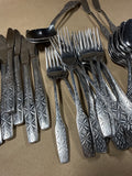 Epic Stainless Steel Diamond Pattern Flatware — 46 Pieces