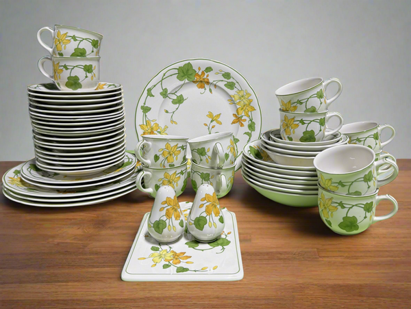 (J) 52-Piece Villeroy & Boch Germany 1748 Geranium Porcelain China Set