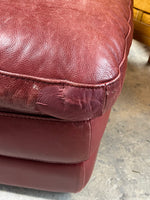 Natuzzi Leather Ottoman, deep red tone