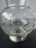 Etched Vintage Glass Pitcher with Sterling Silver Base