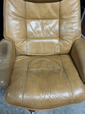 Hjellegjerde Mobler Leather Chair on Casters with Ottoman