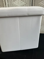 (A) White Faux Leather Lidded Storage Ottoman