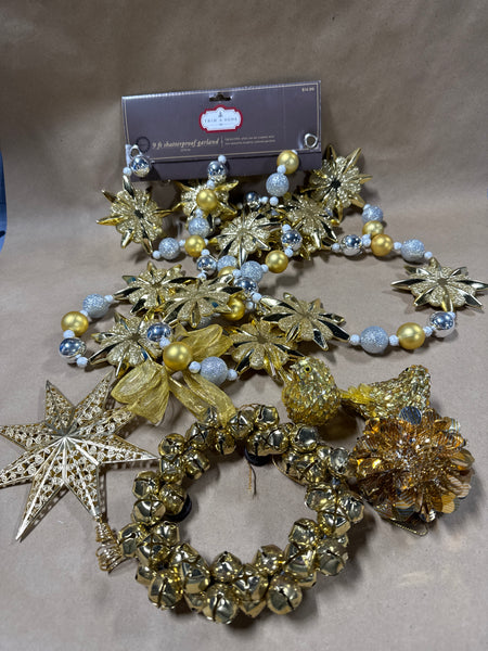 Lot Of Gold Christmas Items