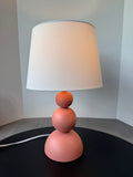 Coral Triple Stacked Ceramic Orb Table Lamp with Dimmer (WORKS)