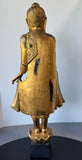 Burmese Mandalay Style Gilded Vintage Wooden Buddha with Glass Inlay