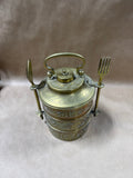 Brass Tiffin 3 Tier Lunch Box With Fork And Spoon