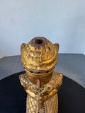 Praying Burmese Mandalay Style Gilded Vintage Wooden Buddha with Glass Inlay (A)