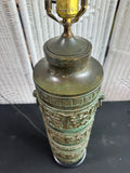 James Mont Style Embossed Patinaed Metal Urn Vintage Table Lamp (WORKS)