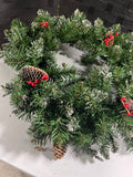 Lighted Wreath with Pinecones and Berries, 22" diameter
