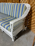 White Wicker Sofa with Cushions