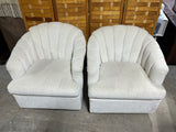 Pair of Barrel Chairs, Swivel and Rock, Cream/Off White Color Tone