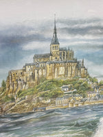 Watercolor Print of Le Mont St Michel, France by Bernadette Voz; Signed