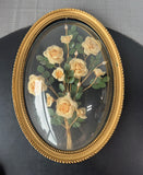 Oval French Style Floral Shadowbox with Curved Glass AS IS (READ DESCRIPTION CAREFULLY)