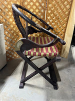 Chinese Horseshoe Back Folding Arm Chair with Cushion