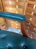 Ethan Allen Green Leather Office Chair (A)
