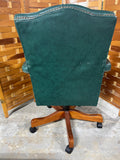 Ethan Allen Green Leather Office Chair (A)