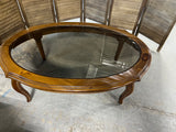 Oval Wood and Glass Coffee Table