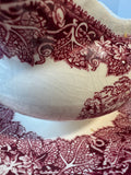 (FF) Mason’s England Vista Pink China Round Gravy Boat with Attached Saucer