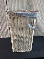 White Wicker Vintage Lidded Hamper with Liner