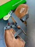 White Mountain Footbeds Harrington Nubuck Black Leather Sandals WOMEN’S SIZE 10