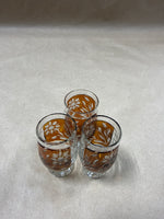 Set Of 3 Amber And Clear Glass Shot Glasses