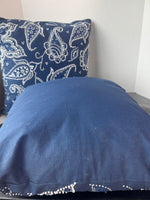 Pair of Navy & White Paisley Embellished Throw Pillows